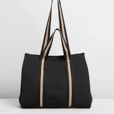 The Gigi Bag (BLACK/BEIGE) Neoprene Tote Bag