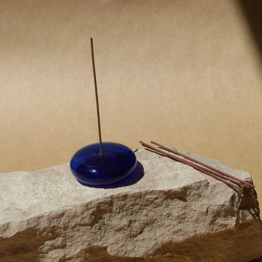 Glass Vessel Incense Holder -  COBALT