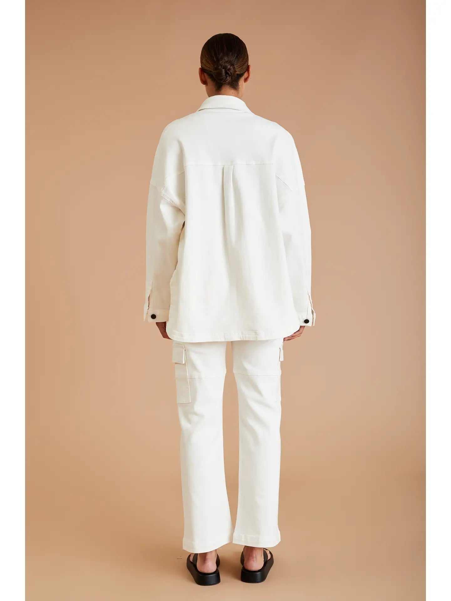 Denim Long Sleeve Shirt/ White