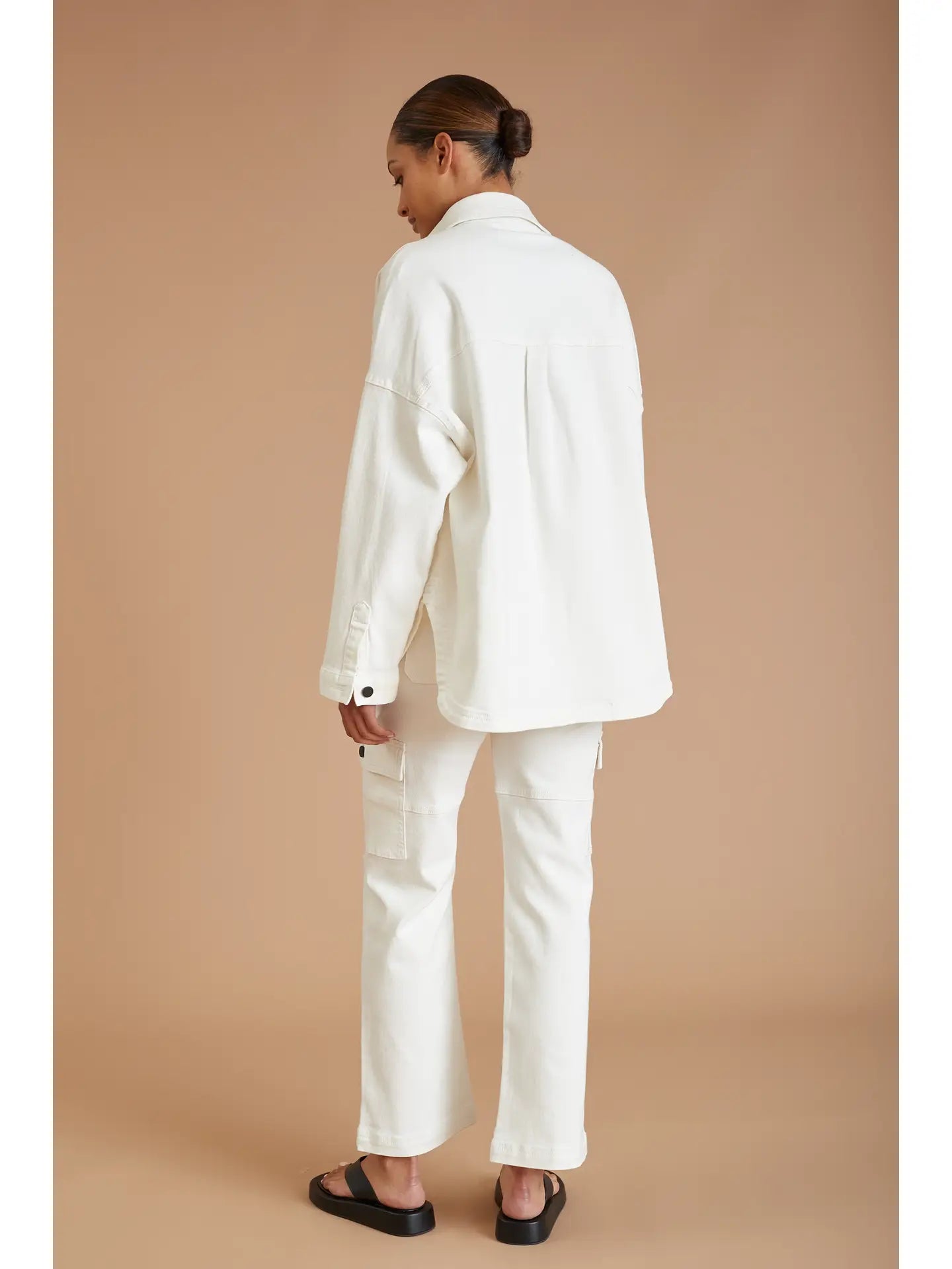 Denim Long Sleeve Shirt/ White