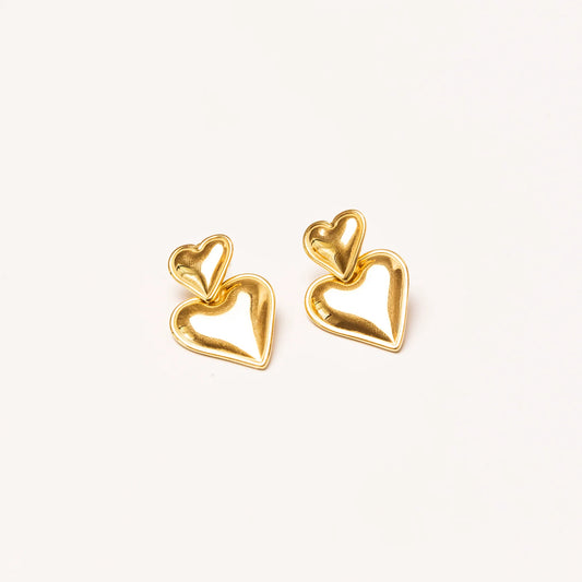 Double Heart Earrings in 18K Gold Plated
