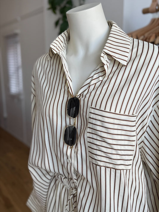 Beige Brown Stripe Set