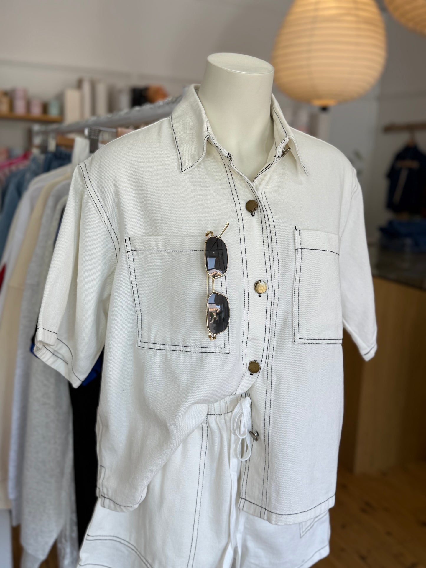 White Denim Short Set