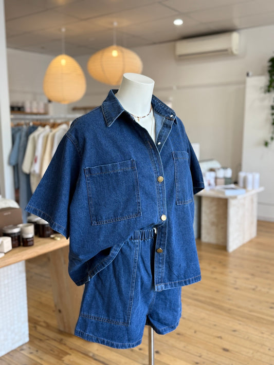 Dark Denim Short Set