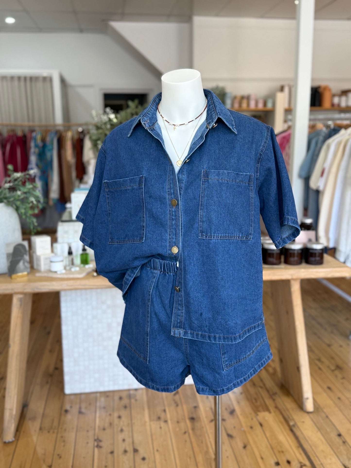 Dark Denim Short Set