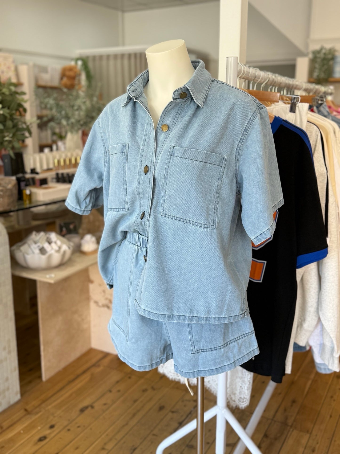 Light Denim Short Set