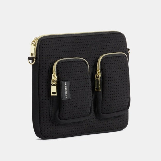 The West Coast Crossbody Bag - Rebecca Judd x Prene (BLACK / GOLD) Neoprene Crossbody / Hand Bag