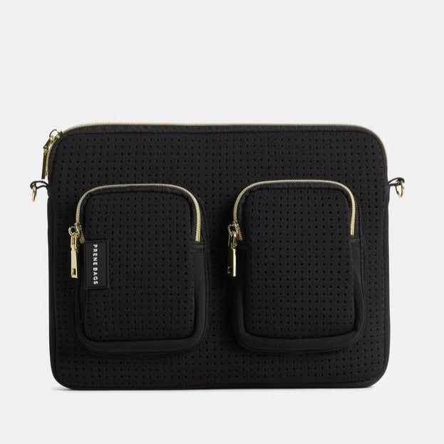 The West Coast Crossbody Bag - Rebecca Judd x Prene (BLACK / GOLD) Neoprene Crossbody / Hand Bag