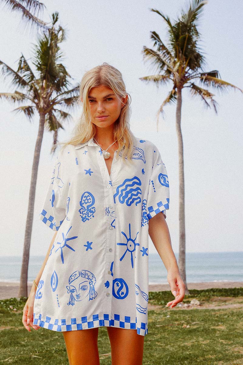 Blue Bae Shirt Dress