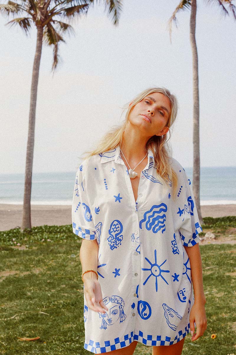 Blue Bae Shirt Dress