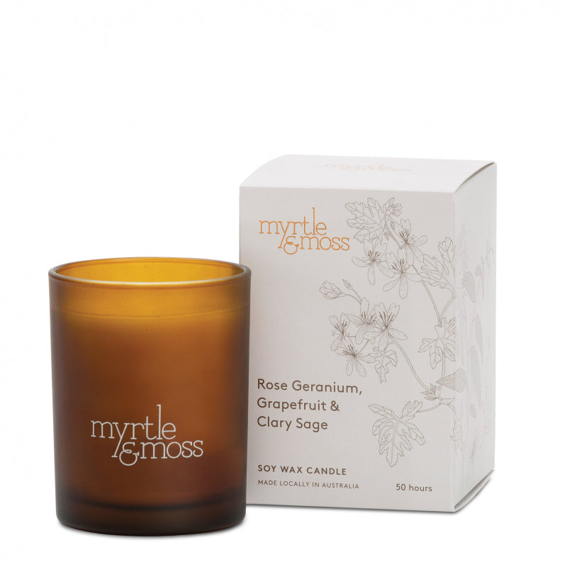 Rose Geranium, Grapefruit & Clay Sage- Wax Candle